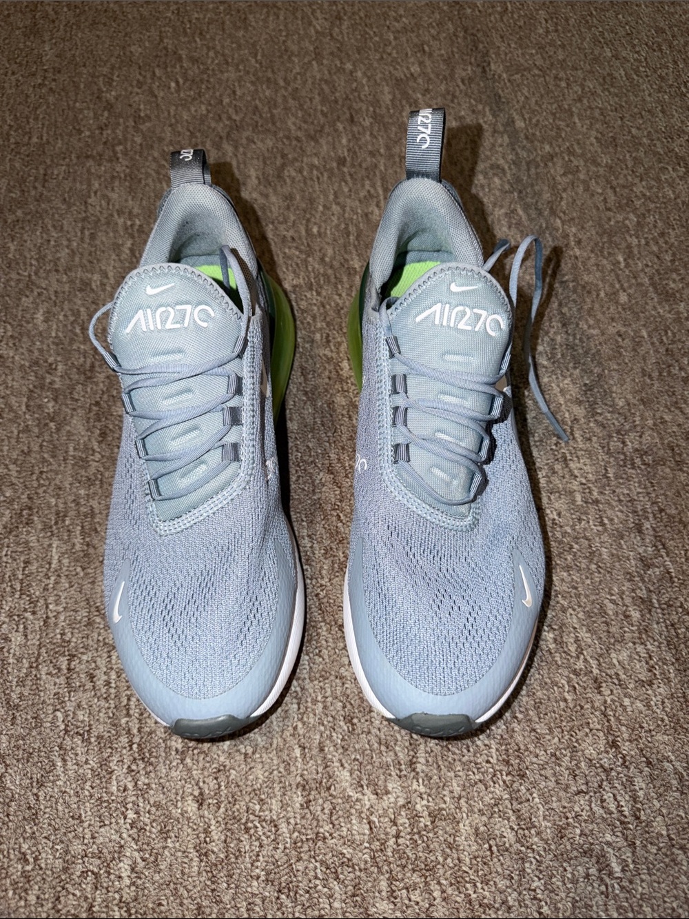 Nike Women’s Air Max 270 in Light Grey with Lime Green Accent